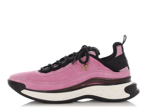 Chanel Pink Suede Calfskin Sneakers