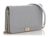 Chanel Gray Quilted Lambskin Boy Wallet on Chain WOC