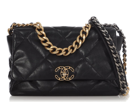 Chanel Large Black Goatskin 19 Flap