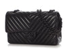 Chanel Medium/Large So Black Chevron-Quilted Lambskin Classic Double Flap