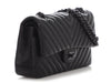 Chanel Medium/Large So Black Chevron-Quilted Lambskin Classic Double Flap