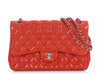 Chanel Jumbo Red-Orange Quilted Lambskin Classic Double Flap