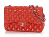 Chanel Jumbo Red-Orange Quilted Lambskin Classic Double Flap