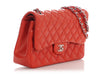 Chanel Jumbo Red-Orange Quilted Lambskin Classic Double Flap