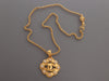 Chanel Vintage Long Pearl Logo Medallion Pendant Necklace