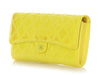 Chanel Yellow Quilted Patent Travel Wallet