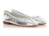 Chanel Silver Mirror Effect Python Ballet Flats