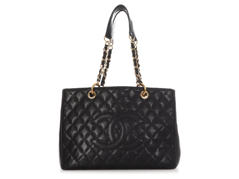 Chanel Black Quilted Caviar Grand Shopping Tote GST