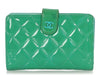 Chanel Green Quilted Patent L-Zip Pocket Wallet