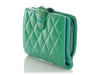 Chanel Green Quilted Patent L-Zip Pocket Wallet