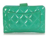 Chanel Green Quilted Patent L-Zip Pocket Wallet