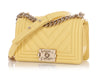 Chanel Small Yellow Chevron-Quilted Caviar Boy Bag