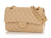 Chanel Medium/Large Beige Quilted Lambskin Classic Double Flap