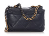 Chanel Large Navy Blue Quilted Calfskin 19 Flap