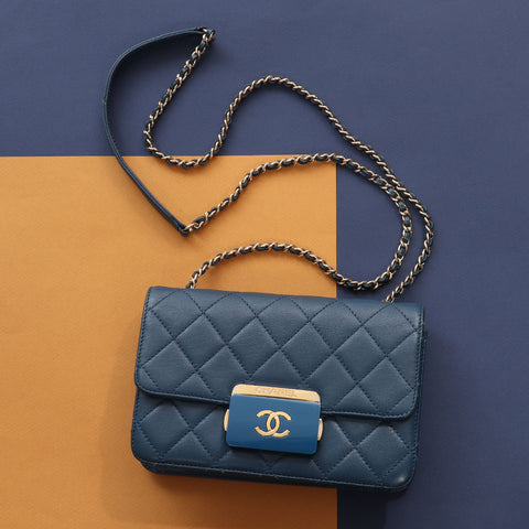 Chanel Blue Quilted Calfskin Crossbody