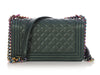 Chanel Old Medium Iridescent Green Quilted Goatskin Boy