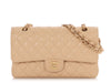 Chanel Medium/Large Beige Claire Quilted Caviar Classic Double Flap