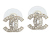 Chanel Small Classic Crystal Logo Stud Pierced Earrings