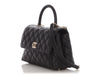 Chanel Mini Black Quilted Caviar Coco Handle Flap