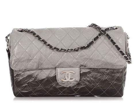 Chanel Black Quilted Vinyl Melrose Dégradé Flap