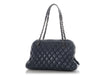 Chanel Dark Grey Blue Quilted Lambskin Bowler Bag