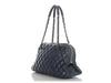 Chanel Dark Grey Blue Quilted Lambskin Bowler Bag