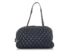 Chanel Dark Grey Blue Quilted Lambskin Bowler Bag