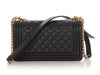 Chanel Old Medium Black Quilted Lambskin Boy Bag