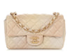 Chanel Mini Beige and Gold Iridescent Quilted Calfskin Rectangular Classic