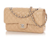 Chanel Medium/Large Beige Claire Quilted Caviar Classic Double Flap