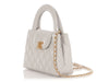 Chanel Small Light Gray Quilted Glazed Calfskin Nano Kelly