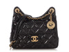 Chanel Small Black Quilted Shiny Calfskin Wavy CC Hobo