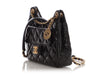 Chanel Small Black Quilted Shiny Calfskin Wavy CC Hobo