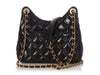 Chanel Small Black Quilted Shiny Calfskin Wavy CC Hobo