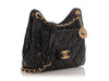 Chanel Small Black Quilted Shiny Calfskin Wavy CC Hobo