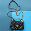 Chanel Small Black Quilted Shiny Calfskin Wavy CC Hobo