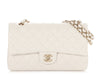 Chanel Medium/Large White Quilted Caviar Classic Double Flap