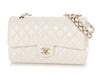 Chanel Medium/Large White Quilted Caviar Classic Double Flap