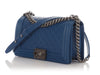 Chanel Old Medium Blue Quilted Caviar Boy Bag