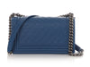 Chanel Old Medium Blue Quilted Caviar Boy Bag