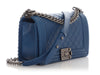 Chanel Old Medium Blue Quilted Caviar Boy Bag