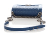 Chanel Old Medium Blue Quilted Caviar Boy Bag