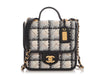 Chanel Mini Ecru and Gray Tweed School Memory Top Handle Flap