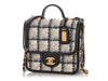 Chanel Mini Ecru and Gray Tweed School Memory Top Handle Flap