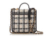 Chanel Mini Ecru and Gray Tweed School Memory Top Handle Flap