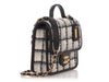 Chanel Mini Ecru and Gray Tweed School Memory Top Handle Flap