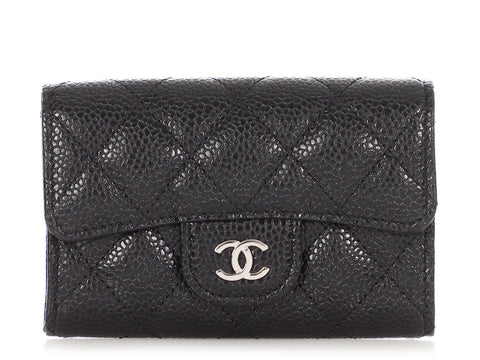 Chanel Black Quilted Caviar Classic Card Holder