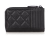 Chanel Black Quilted Lambskin Zip Around Card Holder