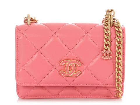 Chanel Pink Quilted Lambskin Pending CC Wallet on Chain WOC