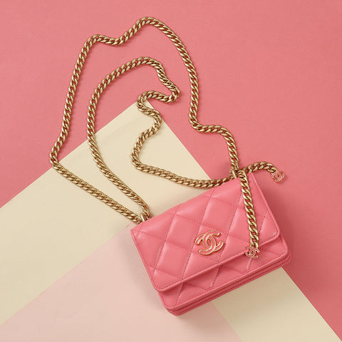 Chanel Pink Quilted Lambskin Pending CC Wallet on Chain WOC